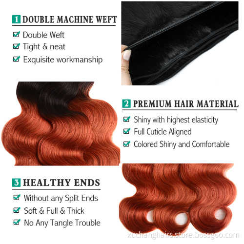 Colorful Bundle Hair 350 Straight Virgin Brazilian Hair Weave Pre-Colored Ombre Human Hair Bundles